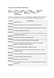 English Worksheet: Literary Genres