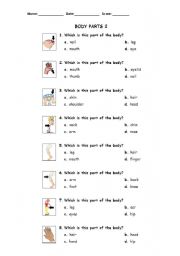 English Worksheet: Parts of the body (answer the questions) 