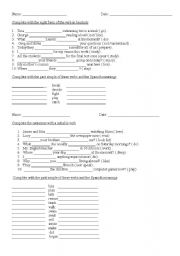 English Worksheet: present simple, continuos and past simple ten pointers