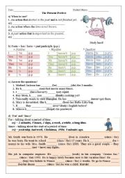English Worksheet: The Definitive Present Perfect (to be used with a PPT)