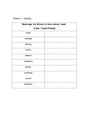 English Worksheet: Spelling