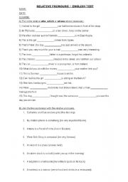 English worksheet: relative pronouns