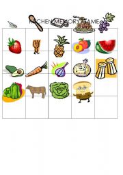 English Worksheet: Kitchen memory game