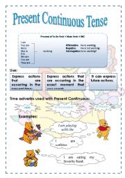 English Worksheet: Present Continuous - rules and exercise