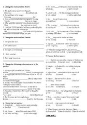 English Worksheet: Test on Passives