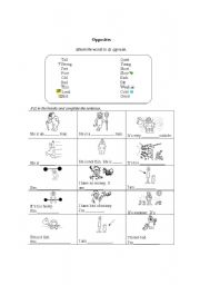 English worksheet: Opposites