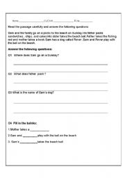 English worksheet: Comprehension Worksheet