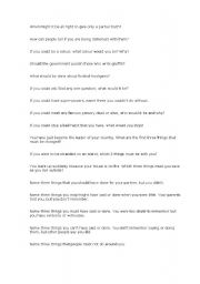 English Worksheet: questions for modals