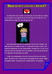 English Worksheet: HOW TO GET A MANS HEART!! reading comprehension