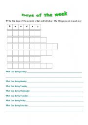 English Worksheet: Days of the week