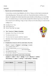 English Worksheet: Diagnostic test  ( 2 ESO )