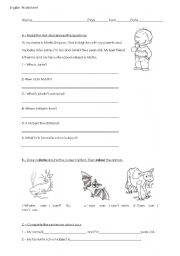 English Worksheet: Reading Comprehension