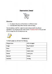 English worksheet: Supermarket Sweep