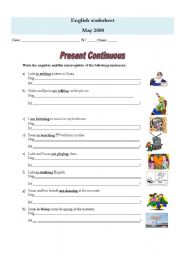 English Worksheet: Present Continuous -practice activity