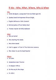 English worksheet: 5 Ws