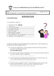 English worksheet: Tag questions