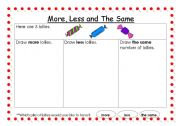 English worksheet: more, less and the same