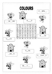 English Worksheet: COLOURS 