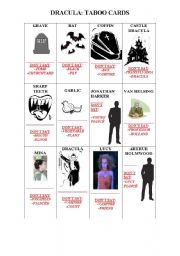 English Worksheet: DRACULA: TABOO CARDS