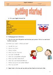 English Worksheet: getting started