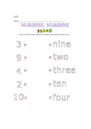 English worksheet: COLOUR THE NUMBERS.
