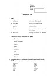 English worksheet: exam on general vocabulary