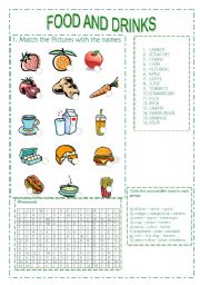 English Worksheet: FOOD AND DRINKS