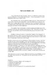 English Worksheet: The place where I live