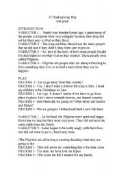 English Worksheet: A thanksgiving play
