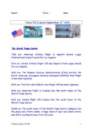 FACTS FILE 9/11/01    A Timeline of events