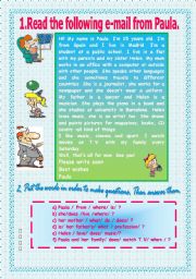 English Worksheet: Present simple. Reading comprehension for elementary students.