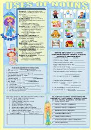 English Worksheet: USES OF NOUNS