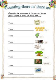 English Worksheet: Counting - there is a/an... - there are...