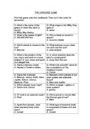 English Worksheet: Universe