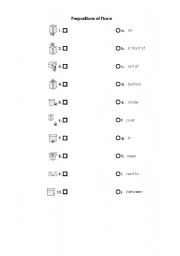 English worksheet: Prepositions of Place