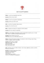 English Worksheet: Learn to use WH questions