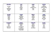 English Worksheet: TABOO CARDS