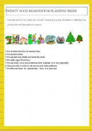 English Worksheet: Twenty good reasons for planting trees