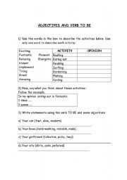 English worksheet: Adjectives + be