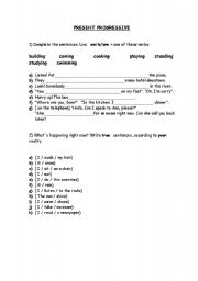 English worksheet: Present progressive practice