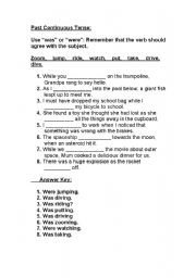 English Worksheet: Past Continuous Tense