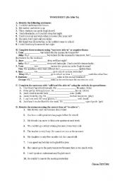 English Worksheet: Be able to