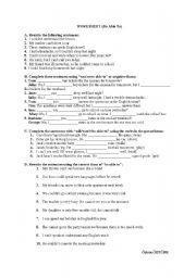 English Worksheet: Be able to