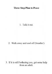 English Worksheet: Simple play for peace in the classroom and playyard