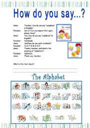 English Worksheet: How do you say...?  (2 pages)