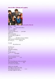 English worksheet: Jonas brothers (lyrics)