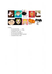 English Worksheet: Second half of Guess Who? / Bingo Game for Describing People