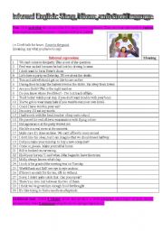 English Worksheet: idioms, slang, and street language 2