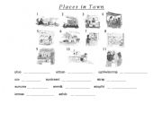English worksheet: Places in Town - Word Scramble