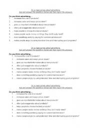 English Worksheet: Class Survey Advertising